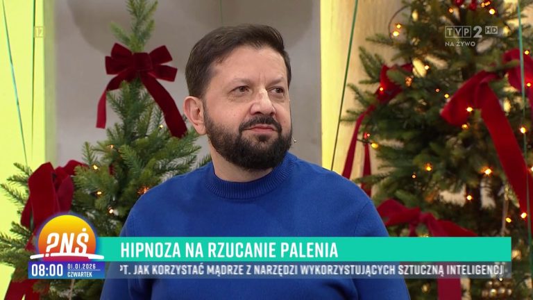 Janusz Gołyński, twórca Szkoły Hipnozy Duchowej, podczas wywiadu telewizyjnego w TVP2